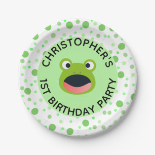 Frog 1st Birthday Party for Kids Paper Plates