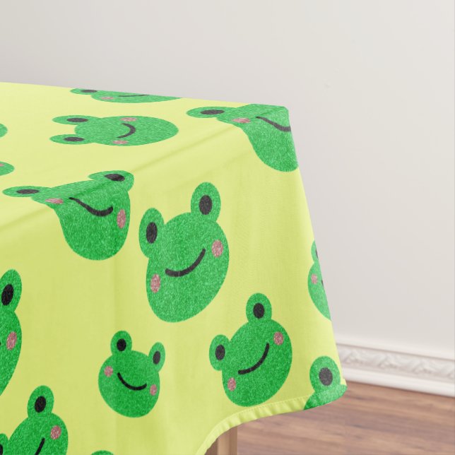 Frog 1st birthday party froggy theme tablecloth (In Situ)