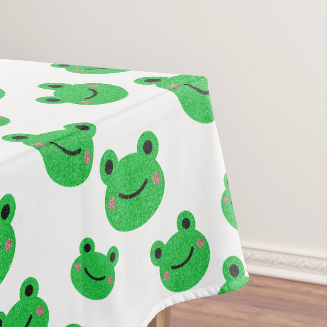 Frog 1st birthday party froggy theme tablecloth (In Situ)