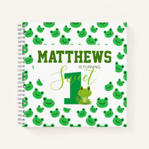 Frog 1st birthday Party Guest Notebook