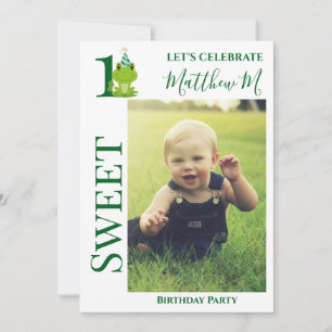 Frog 1st Birthday party invitation