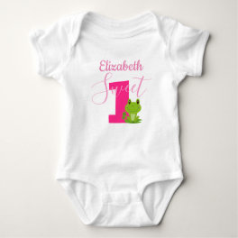 Frog 1st birthday Party Sweet One Baby girl name Baby Bodysuit
