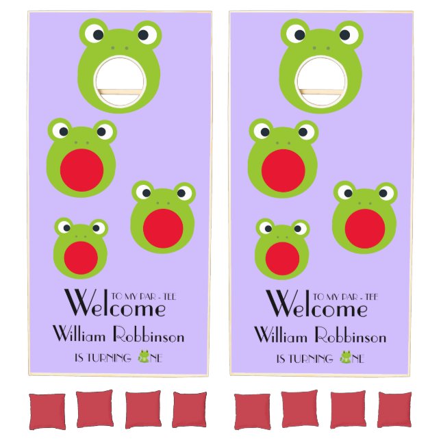 Frog 1st birthday party welcome Cornhole Set (Set)