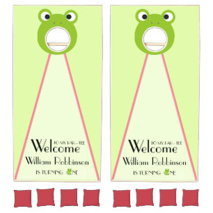 Frog 1st birthday party welcome Cornhole Set
