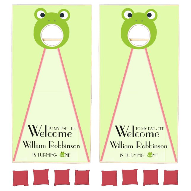 Frog 1st birthday party welcome Cornhole Set (Set)