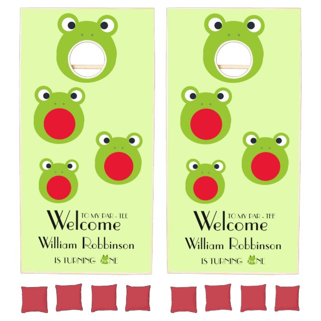 Frog 1st birthday party welcome Cornhole Set (Set)