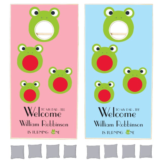 Frog 1st birthday party welcome Cornhole Set (Set)