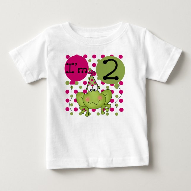 Frog 2nd Birthday Pink Baby T-Shirt (Front)