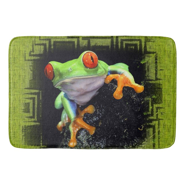 Frog 3 Bordered Options Bathroom Mat (Front)