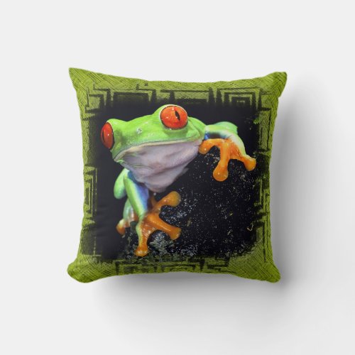 Frog 3 Bordered Pillow Options