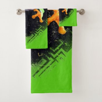 Frog 3 Bordered  Towel Set by Ronspassionfordesign at Zazzle