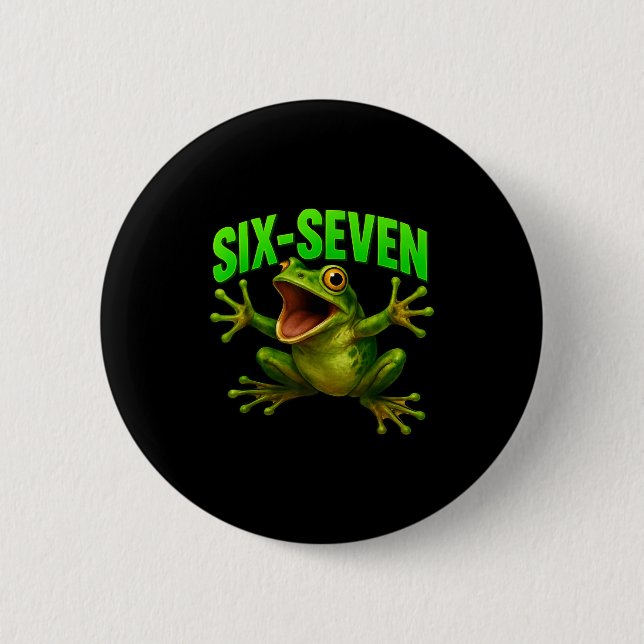 Frog 67 Meme Six Seven Funny Gen Alpha  Button (Front)