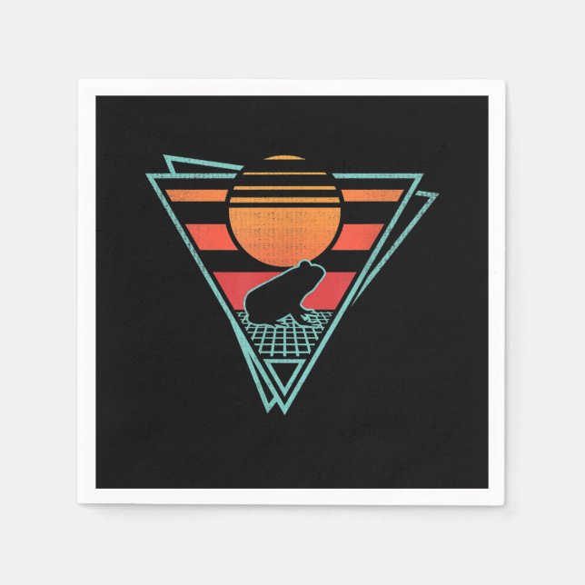 Frog 80s EDM Synthwave Gift Napkins (Front)