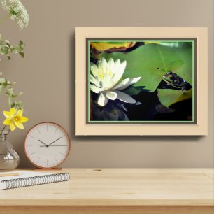 Frog Admiring Water Lily Framed Art