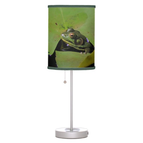 Frog Admiring Water Lily Nature   Table Lamp