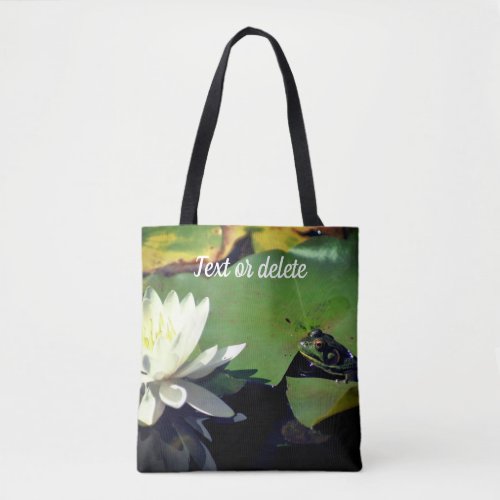 Frog Admiring Water Lily Personalized Tote Bag