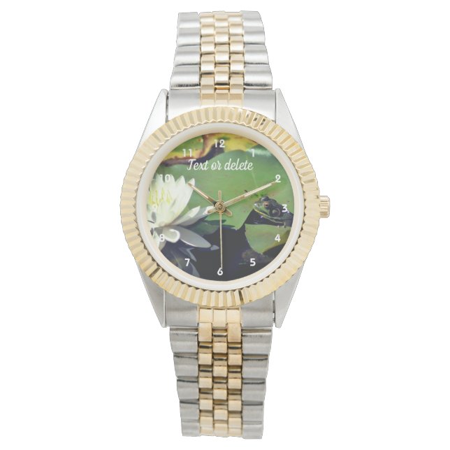 Frog Admiring Water Lily Personalized  Watch (Front)