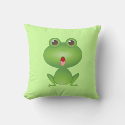 Frog Amphibian Green Frogs Cute Cartoon Pillow