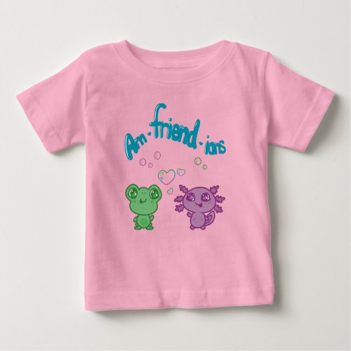 Frog and Axolotl Best Friends Baby T_Shirt