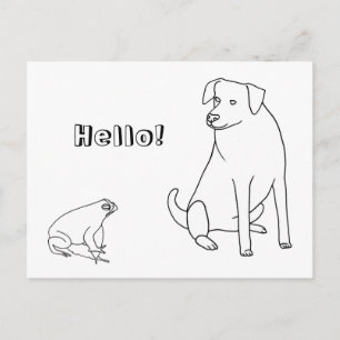 Frog and Dog, Hello, Coloring Postcards 2