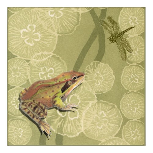 Frog and Dragonfly on Water Lilies Acrylic Print