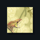 Frog and Dragonfly on Water Lilies Canvas Print<br><div class="desc">This contemporary fine art print of a frog and a dragonfly on water lilies will brighten any product you choose. Get it on your favorite Zazzle product today!</div>