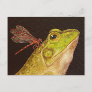 Frog and dragonfly postcard