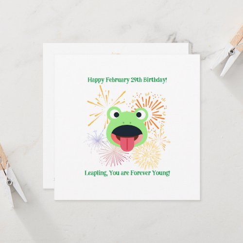 Frog and Fireworks Birthday Card