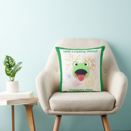 Frog and Fireworks Design Throw Pillow