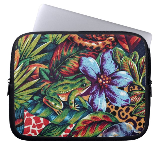 Frog and Flower Laptop Sleeve (Front)