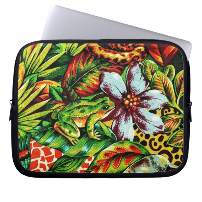 Frog and Flower Laptop Sleeve (Front)