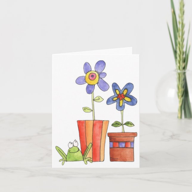 Frog and Flowers - Note Card (Front)