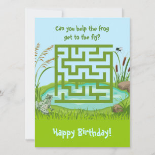 Frog and Fly Maze Birthday Cards