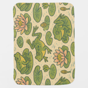 Frog and Lili pads Waterlilies Frogs Baby Blanket