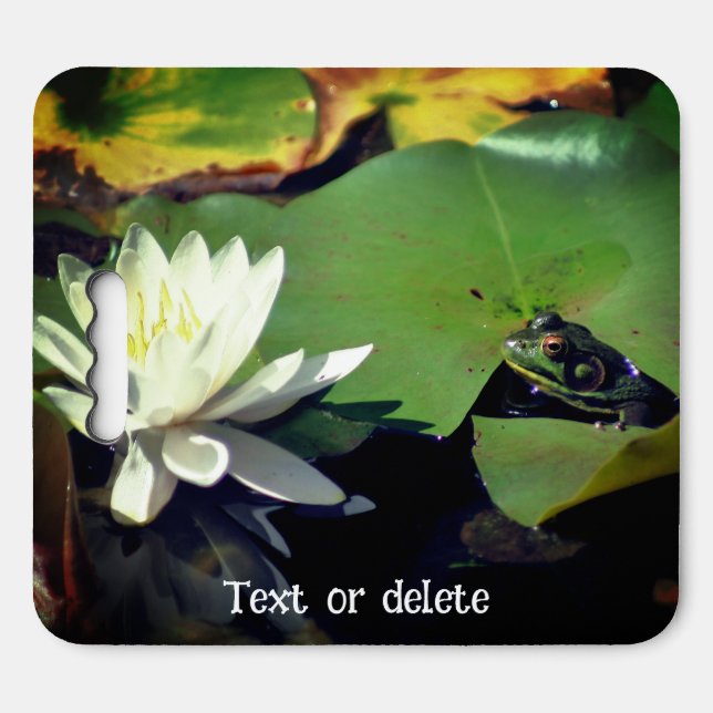 Frog And Lotus Lily Flower Personalized  Seat Cushion (Front Horizontal)