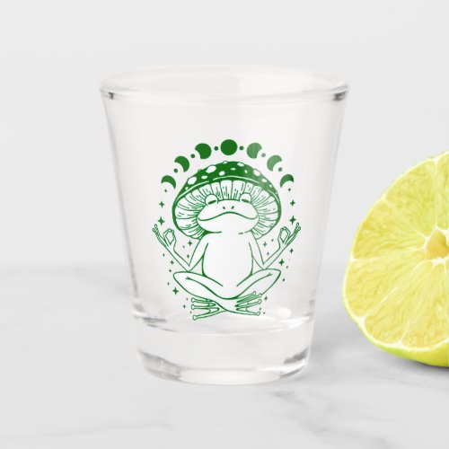 Frog And Mushroom Mystical Mushroom  Shot Glass