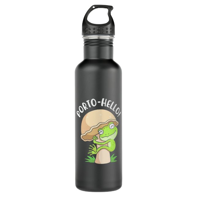 Frog And Mushroom Stainless Steel Water Bottle (Front)