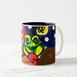 Frog and mushroom Two-Tone coffee mug