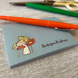 Frog and Mushrooms Cute Cottagecore Personalized Post-it Notes