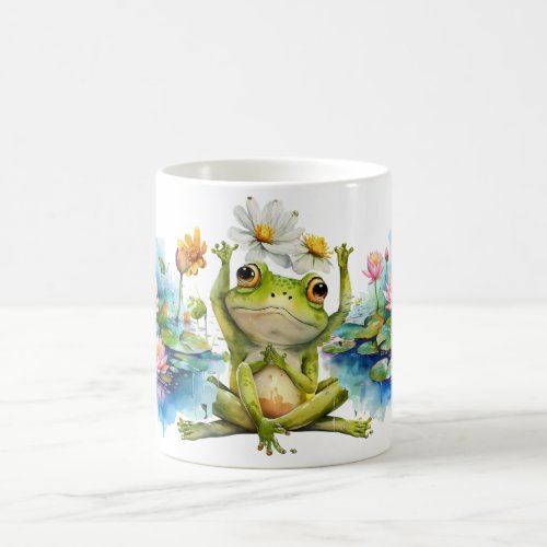 Frog and Pink Lotus Flower   Coffee Mug