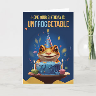 Frog and Tasty Birthday Cake with Play on Words Letterpress Thank You Card