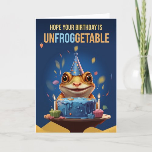 Frog and Tasty Birthday Cake with Play on Words Thank You Card