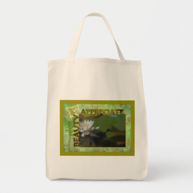 Frog And Water Lily Appreciate Beauty Bag (Front)
