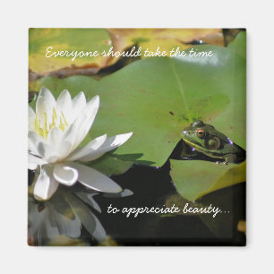 Frog and Water Lily Inspirational Quote Magnet