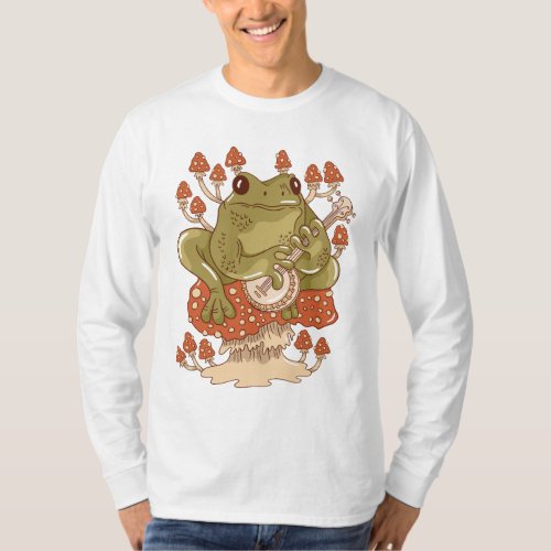 Frog animal playing banjo design T_Shirt