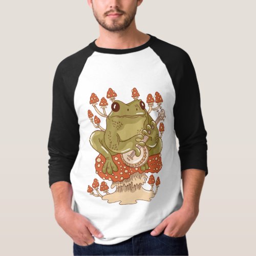 Frog animal playing banjo design T_Shirt