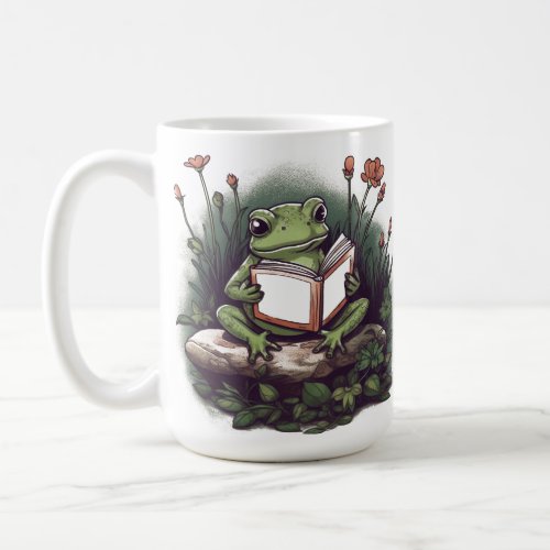 Frog animal reading book design coffee mug
