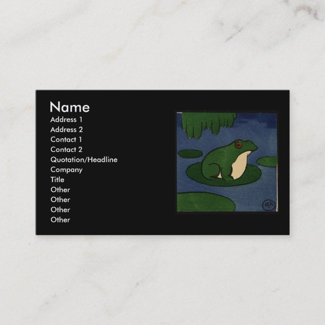 Frog - Antiquarian, Colorful Book Illustration Business Card (Front)