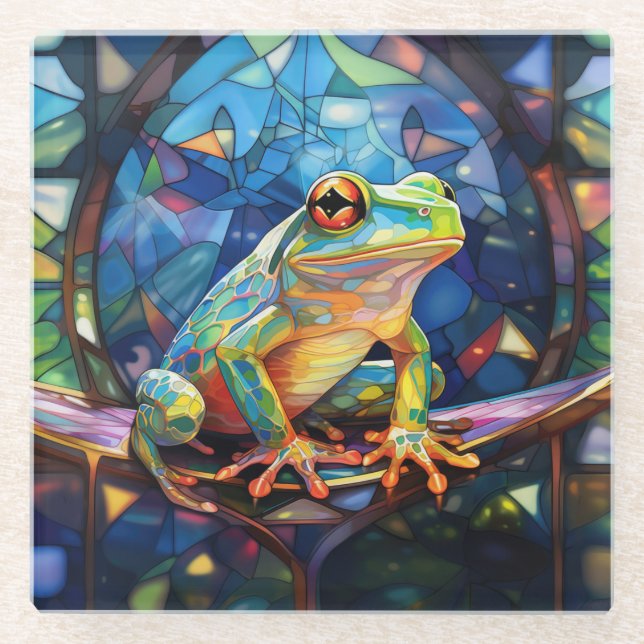 Frog Art Glass Coaster (Front)