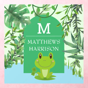 Frog Art Monogram letter Baby boy Bedroom nursery Wall Decal